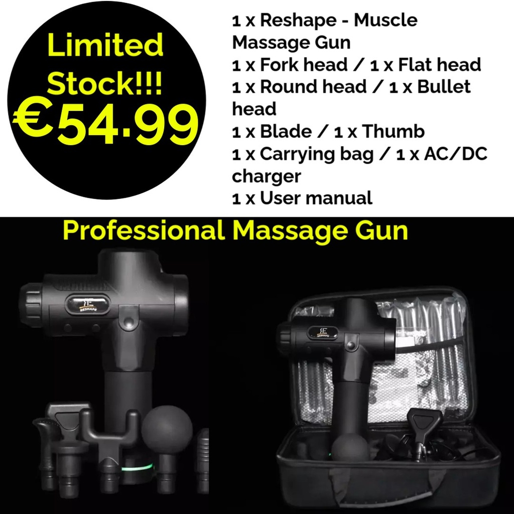 Reshape - Muscle Massage Gun, 6 Heads, 30 Speeds