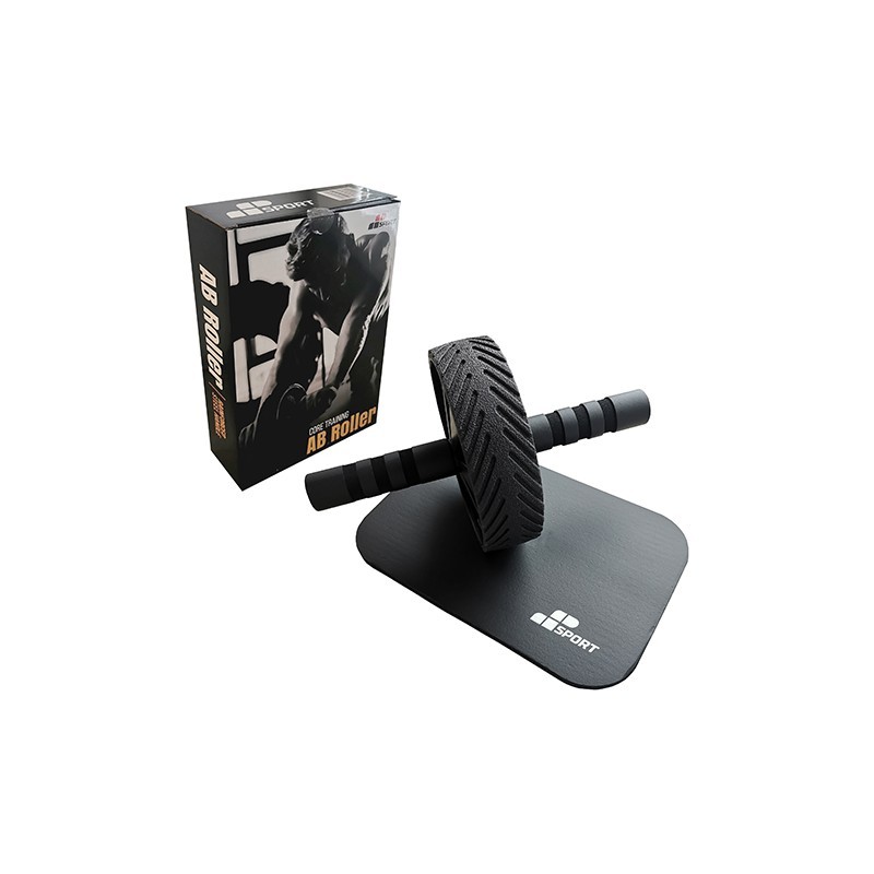 Muscle Power AB Wheel - Black - Abdominal Muscle Training Wheel + Knee Mat Free