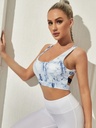 Marble Print Crisscross Backless Sports Bra