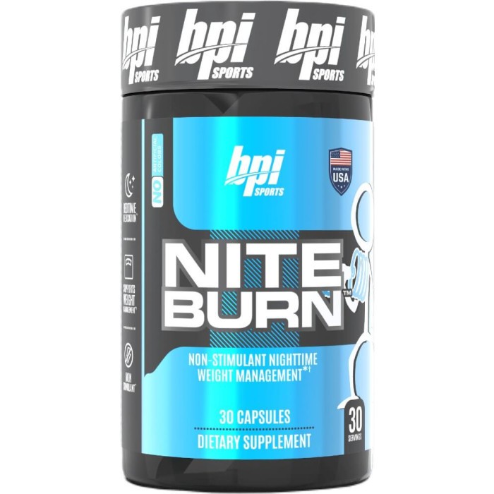 BPI Sports Nite-Burn Stim-Free Fat Burner 30 Caps - 30 Servings