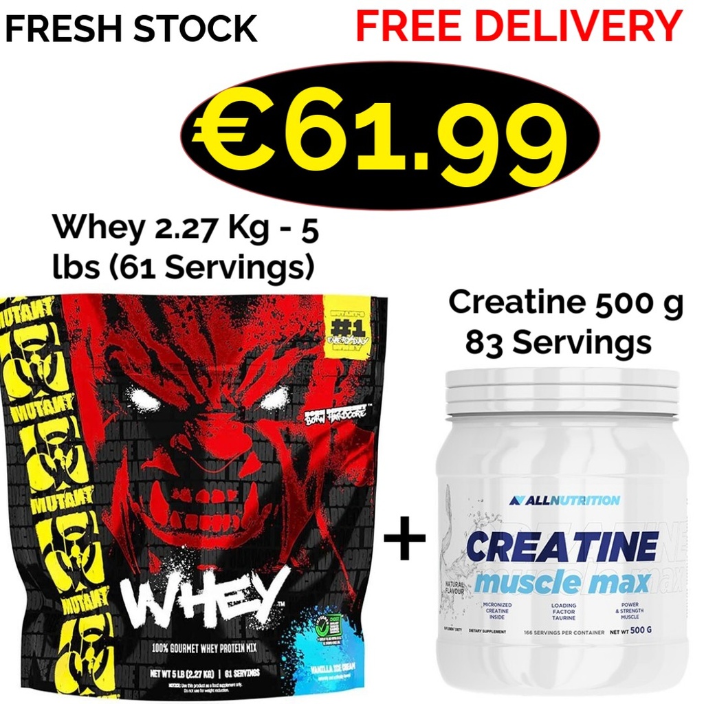 Mutant Whey 2.27 Kg - 5 lbs (63 Servings) + Creatine 500 g - 83 Servings