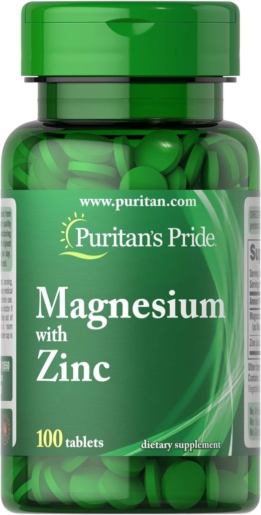 Puritan's Pride Magnesium With Zinc 100 Tabs - 50 Servings