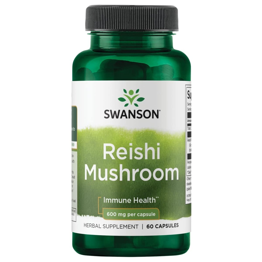 Swanson REISHI MUSHROOM 600 mg 60 Caps - 30 Servings