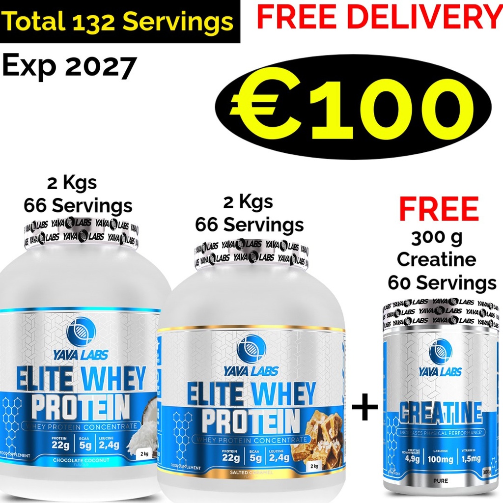 1+1 FRESH STOCK!!! Yava Lab Elite Whey Protein 4000 g - 132 Servings + 300 g Creatine
