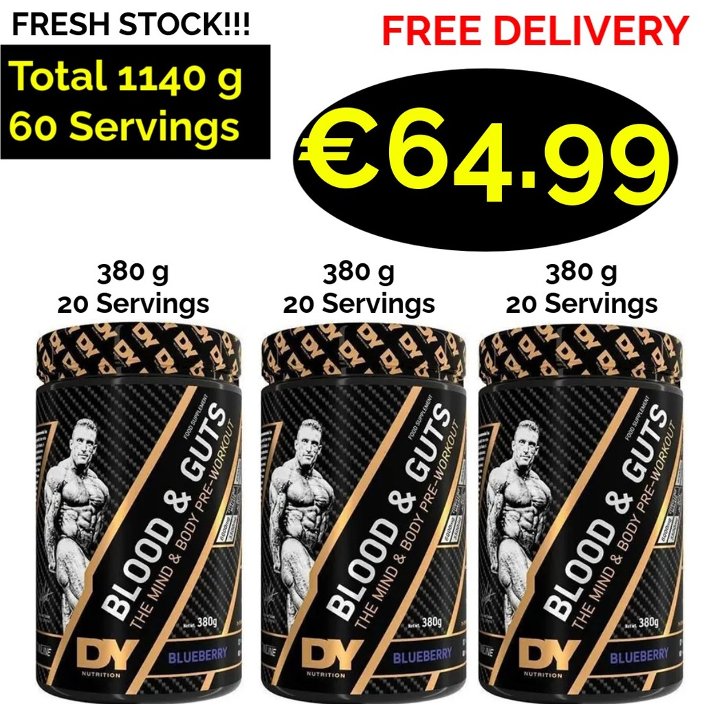3x Fresh Stock!!! Dorian yates Blood & Guts Pre Workout 380 g - 20 Servings