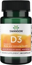 Swanson Vitamin D3 1000 iu - Higher Potency 60 Caps - 60 Servings
