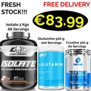 CORE CHAMPS 100% ISOLATE WHEY PROTEIN 2 Kgs - 67 Servings + FREE 500 g Glutamine + Creatine 300 g - 60 Servings